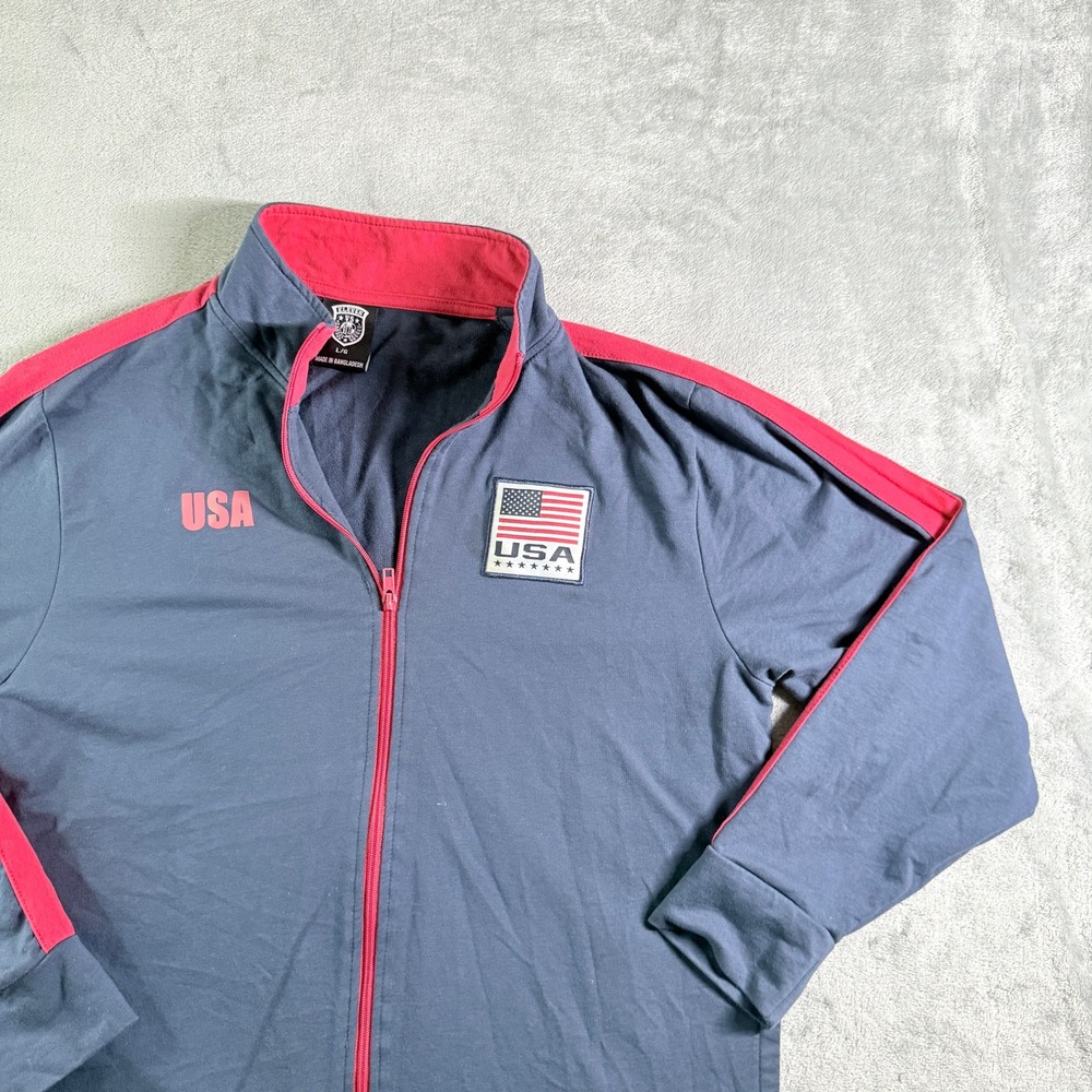 Eleven VS 11 USA Track Jacket Full Zip Red Trim Navy L/G